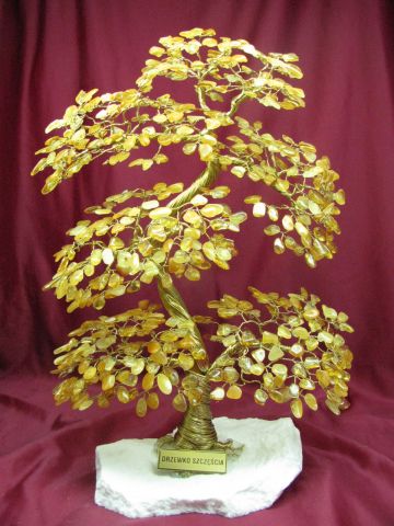  	Drzewko szczęścia bonsai z bursztynu jasnego