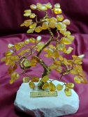 Drzewko szczcia bonsai z bursztynu koloru jasnego